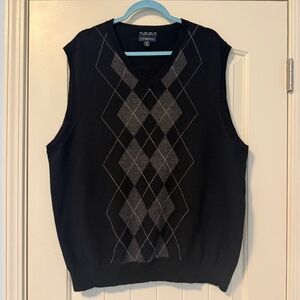 Club Room Men’s Plus 100% Wool‎ Black Vest Sweater Size XXL